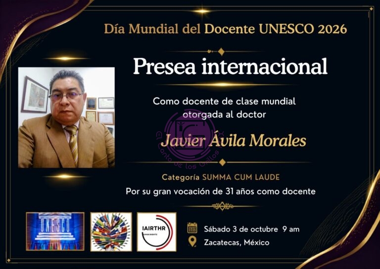 Reconocen a Javier Ávila Morales como “Docente de Clase Mundial”
